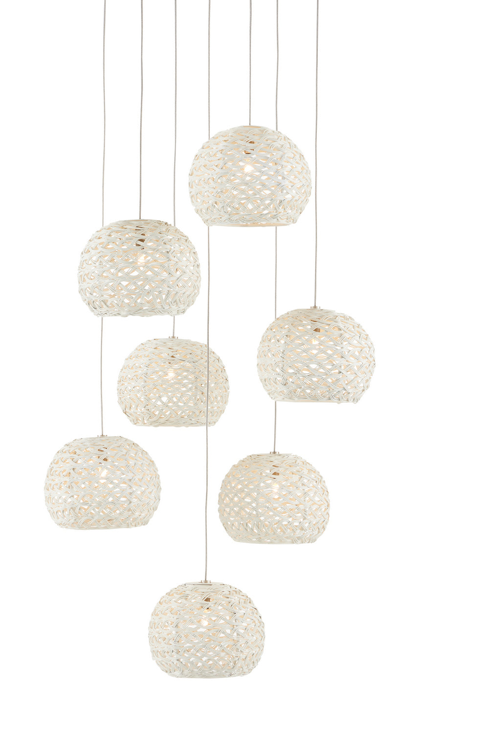 Currey and Company - 9000-0911 - Seven Light Pendant - Piero - Sugar White/Silver