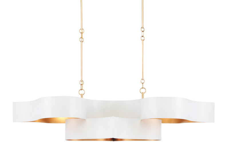 Currey and Company - 9000-0854 - Six Light Chandelier - Grand Lotus Collection - Sugar White/Contemporary Gold Leaf