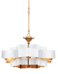 Currey and Company - 9000-0857 - Six Light Chandelier - Grand Lotus Collection - Sugar White/Contemporary Gold Leaf