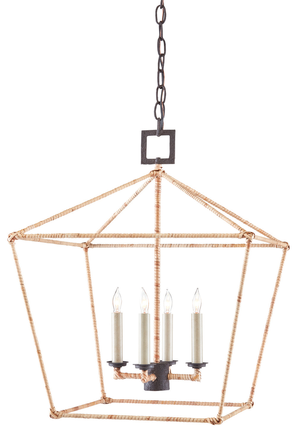 Currey and Company - 9000-0872 - Four Light Lantern - Denison Collection - Molé Black/Natural