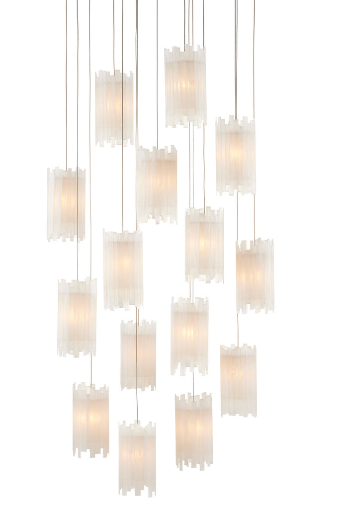 Currey and Company 15 Light Pendant from the Escenia collection in Natural/Painted Silver finish