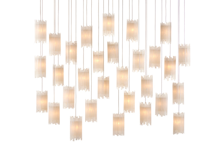 Currey and Company 30 Light Pendant from the Escenia collection in Natural/Painted Silver finish