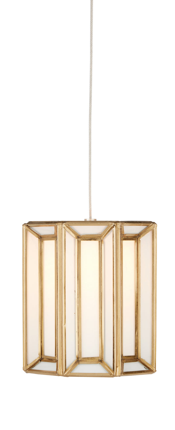 Currey and Company - 9000-0888 - One Light Pendant - Daze Collection - White/Antique Brass