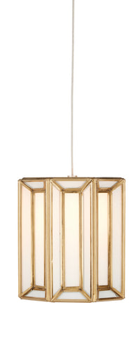 Currey and Company - 9000-0888 - One Light Pendant - Daze Collection - White/Antique Brass