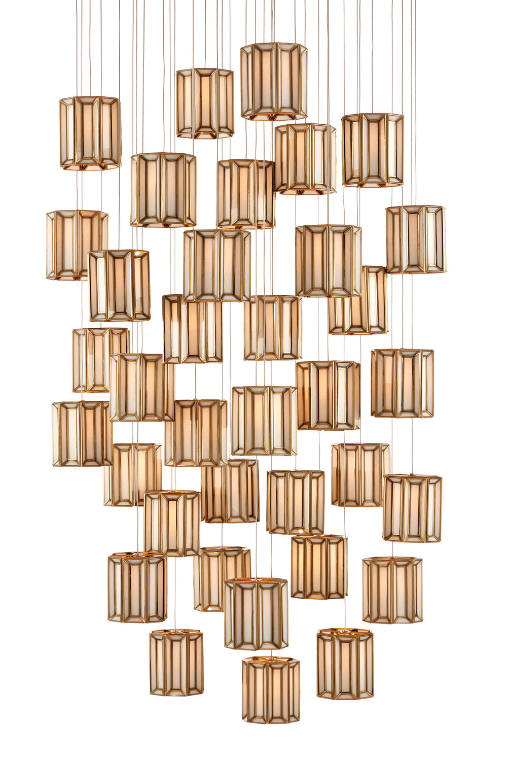 Currey and Company - 9000-0894 - 36 Light Pendant - Daze Collection - White/Antique Brass