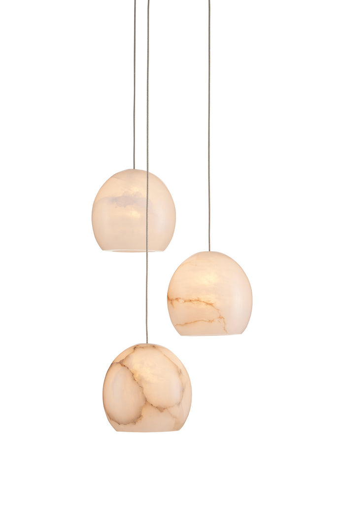 Currey and Company Three Light Pendant from the Lazio collection in Natural/Painted Silver finish