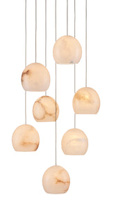 Currey and Company - 9000-0897 - Seven Light Pendant - Lazio - White/Silver