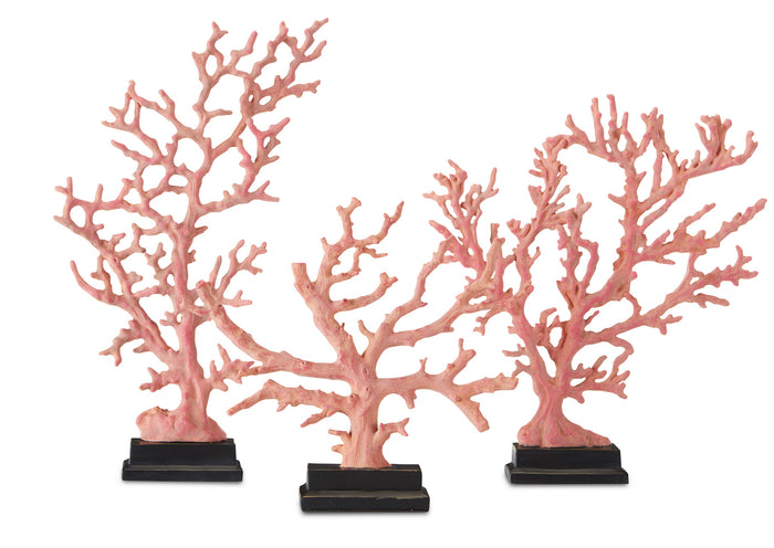 Currey and Company - 1200-0436 - Branches Set of 3 - Red Coral Collection - Antique Red/Pale Pink/Black
