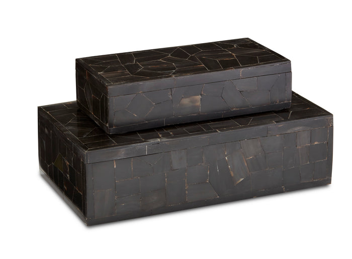Currey and Company Box Set of 2 from the Black Bone collection in Black finish