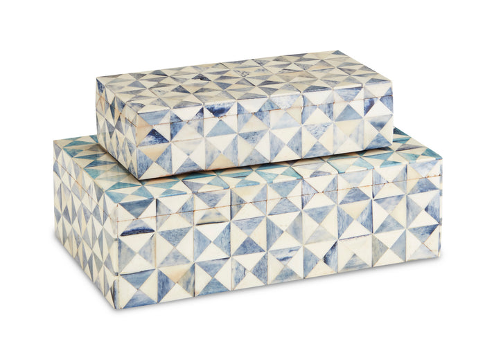 Currey and Company Box Set of 2 from the Sky Blue collection in Blue/White finish