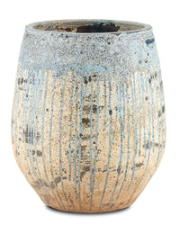 Currey and Company - 2200-0005 - Planter - Sicilia Collection - Antique White / Blue Drip