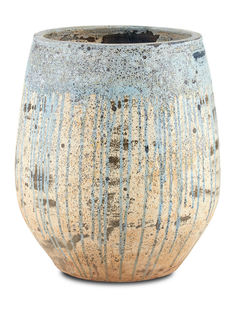 Currey and Company - 2200-0005 - Planter - Sicilia Collection - Antique White / Blue Drip