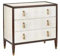 Currey and Company - 3000-0141 - Chest - Evie Collection - Ivory/Dark Walnut/Brass