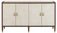 Currey and Company - 3000-0142 - Credenza - Evie Collection - Ivory/Dark Walnut/Brass