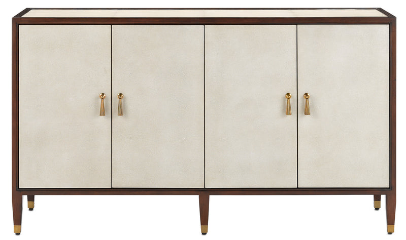 Currey and Company - 3000-0142 - Credenza - Evie Collection - Ivory/Dark Walnut/Brass