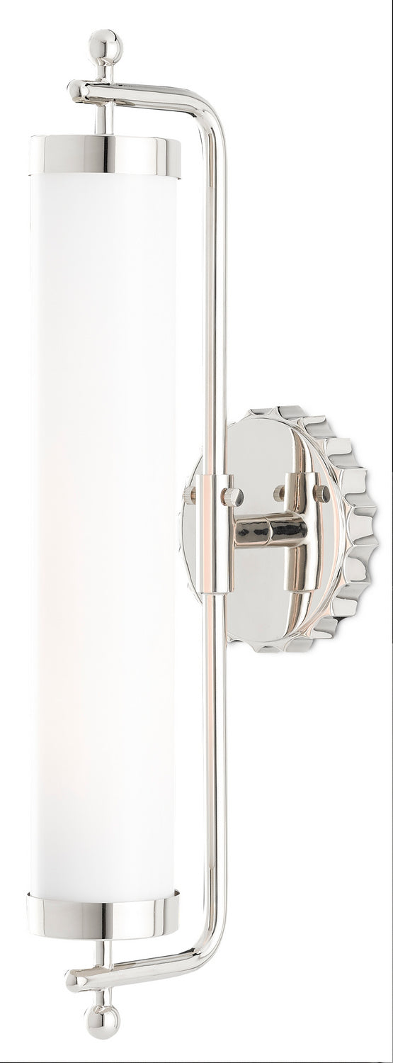 Currey and Company - 5000-0142 - One Light Wall Sconce - Latimer - White/Polished Nickel