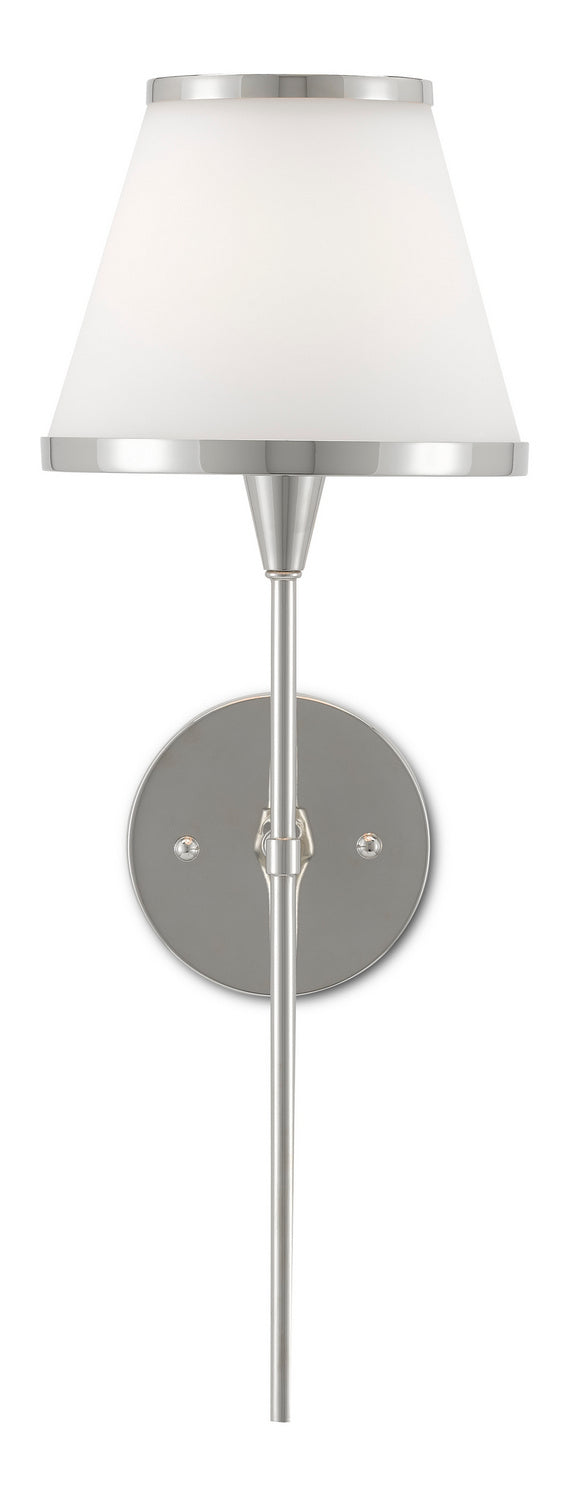 Currey and Company - 5800-0002 - One Light Wall Sconce - Brimsley Collection - Polished Nickel/Opaque Glass