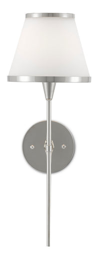 Currey and Company - 5800-0002 - One Light Wall Sconce - Brimsley Collection - Polished Nickel/Opaque Glass