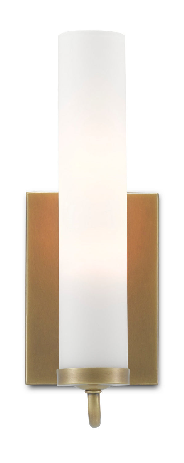 Currey and Company - 5800-0010 - One Light Wall Sconce - Brindisi Collection - Antique Brass/Opaque Glass