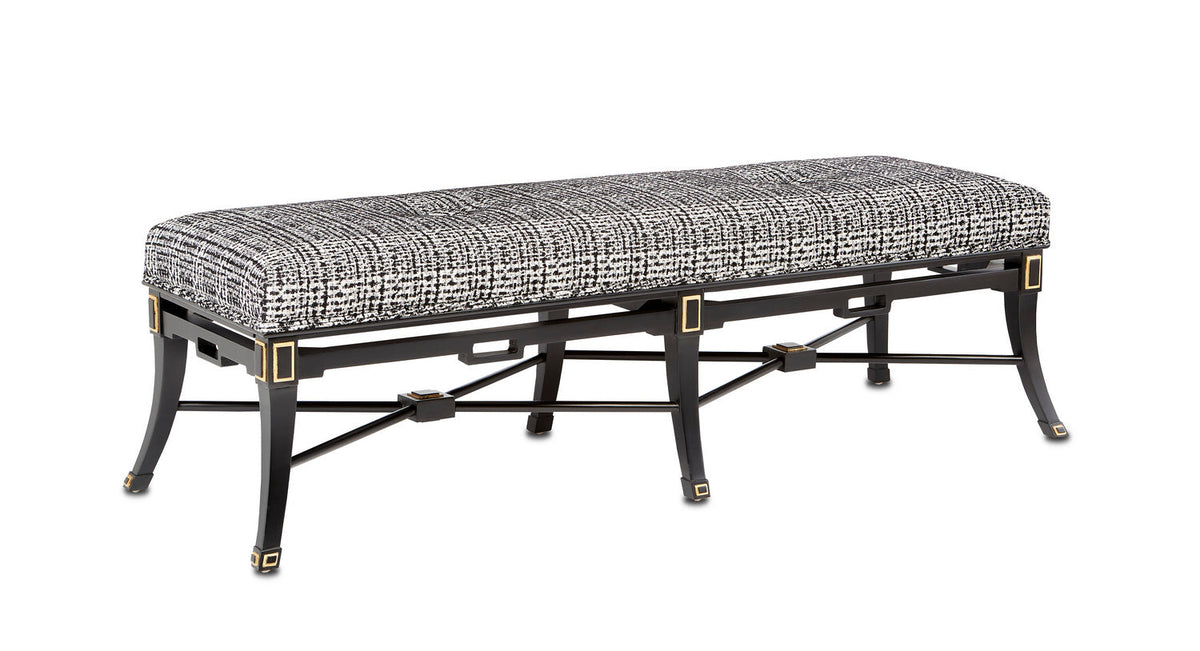 Currey and Company Bench from the Scarlett collection in Black/Gold Leaf finish