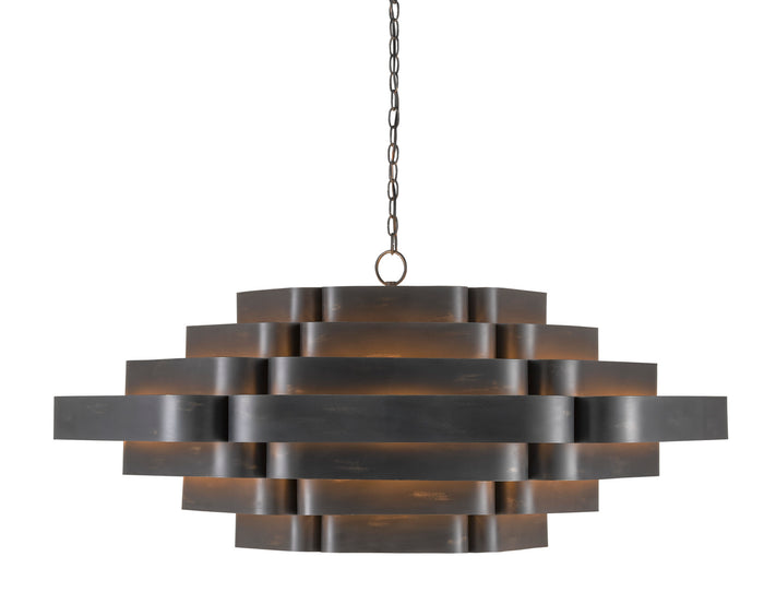 Currey and Company - 9000-0775 - Six Light Chandelier - Bailey - French Black/Contemporary Gold Leaf