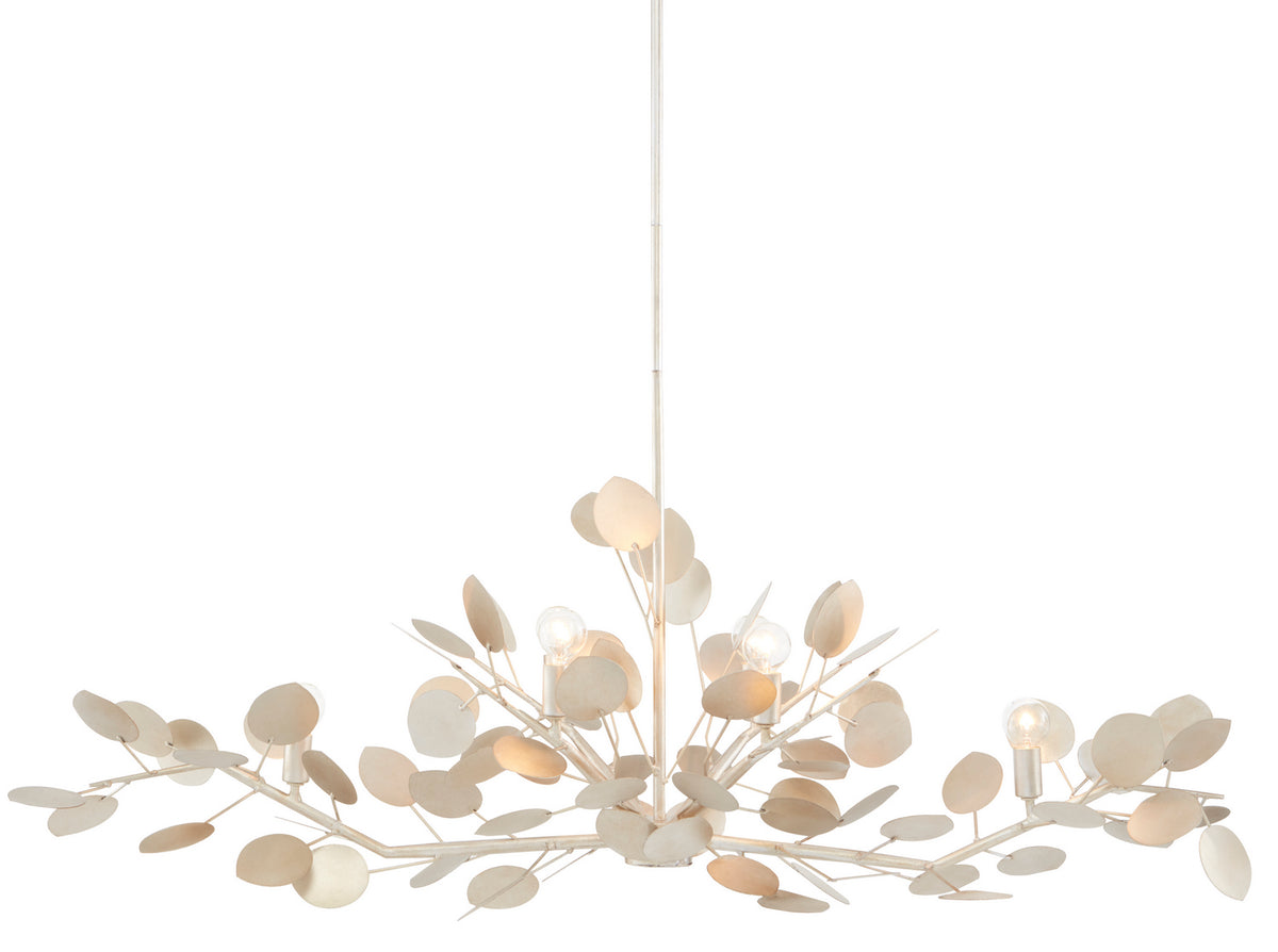 Currey and Company - 9000-0816 - Six Light Chandelier - Lunaria Collection - Contemporary Silver Leaf