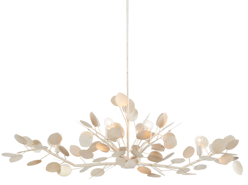 Currey and Company - 9000-0816 - Six Light Chandelier - Lunaria Collection - Contemporary Silver Leaf