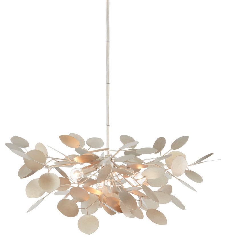 Currey and Company - 9000-0818 - Four Light Chandelier - Lunaria Collection - Contemporary Silver Leaf