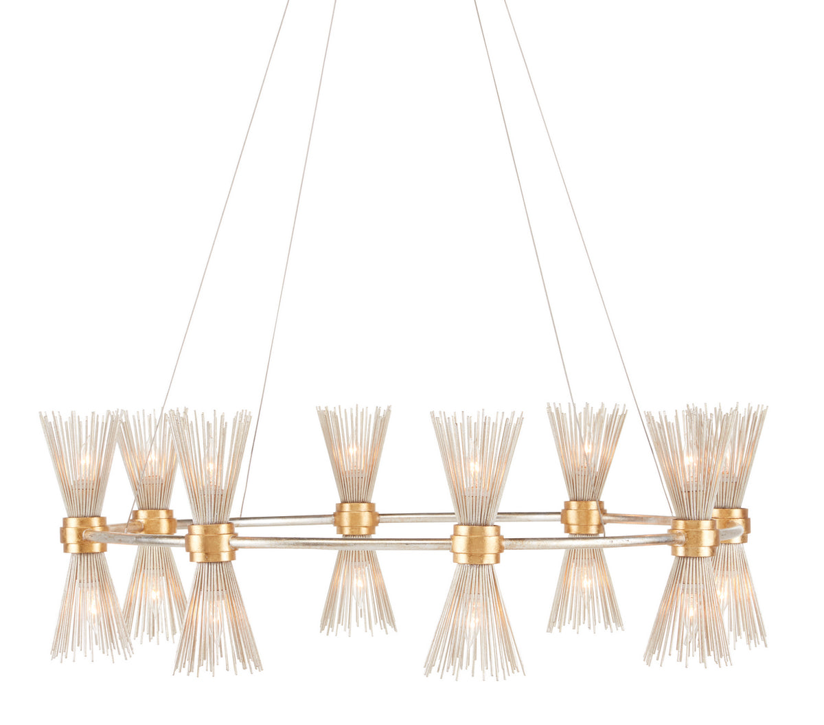Currey and Company - 9000-0842 - 16 Light Chandelier - Novatude Collection - Contemporary Gold Leaf/Contemporary Silver Leaf