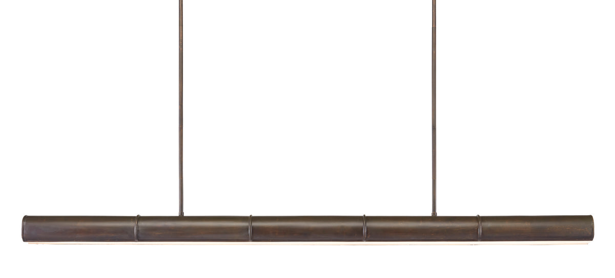 Currey and Company - 9000-0862 - Five Light Linear Chandelier - Lyon Collection - Bronze Verdigris/White