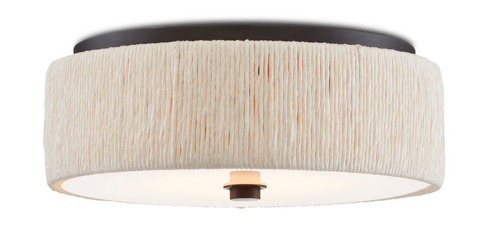 Currey and Company One Light Flush Mount from the Tyrone collection in Natural/Black finish