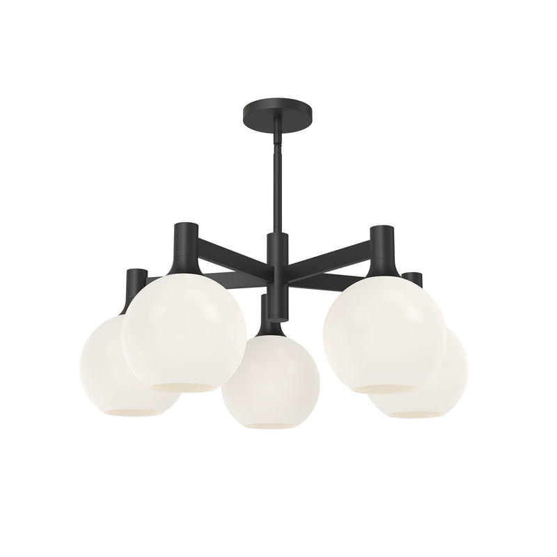 Alora - CH506129MBOP - Five Light Chandelier - Castilla - Matte Black/Opal Matte Glass