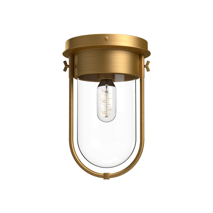 Alora One Light Flush Mount from the Cyrus collection in Aged Gold/Clear Glass|Clear Glass/Matte Black finish
