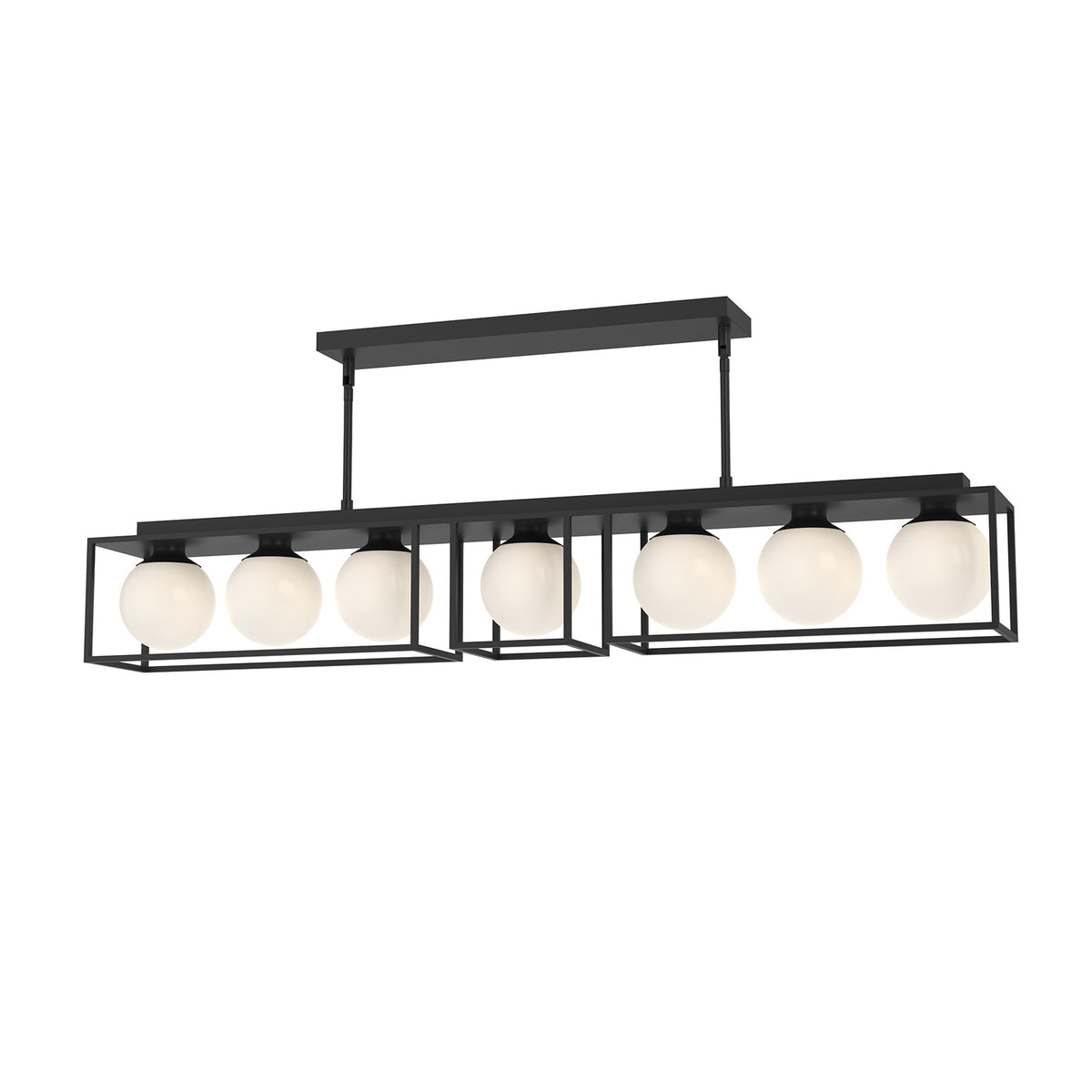 Alora - LP519748MBOP - Seven Light Linear Pendant - Amelia - Matte Black/Opal Matte Glass