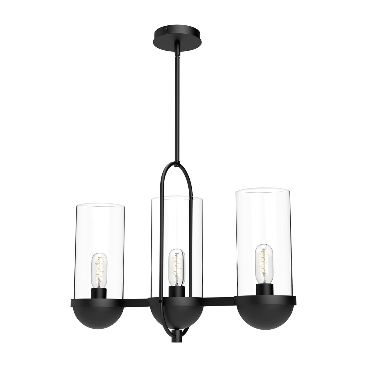 Alora Three Light Linear Pendant from the Cyrus collection in Aged Gold/Clear Glass|Clear Glass/Matte Black finish