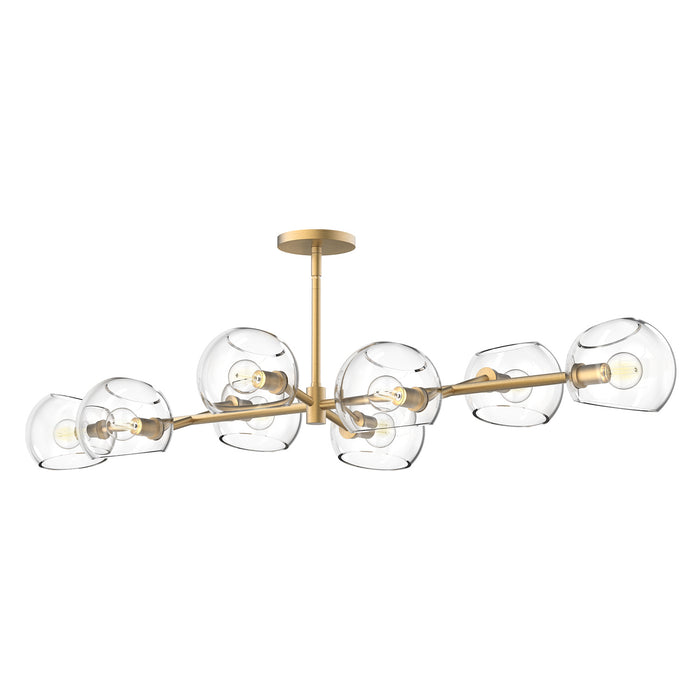 Alora Eight Light Linear Pendant from the Willow collection in Brushed Gold finish