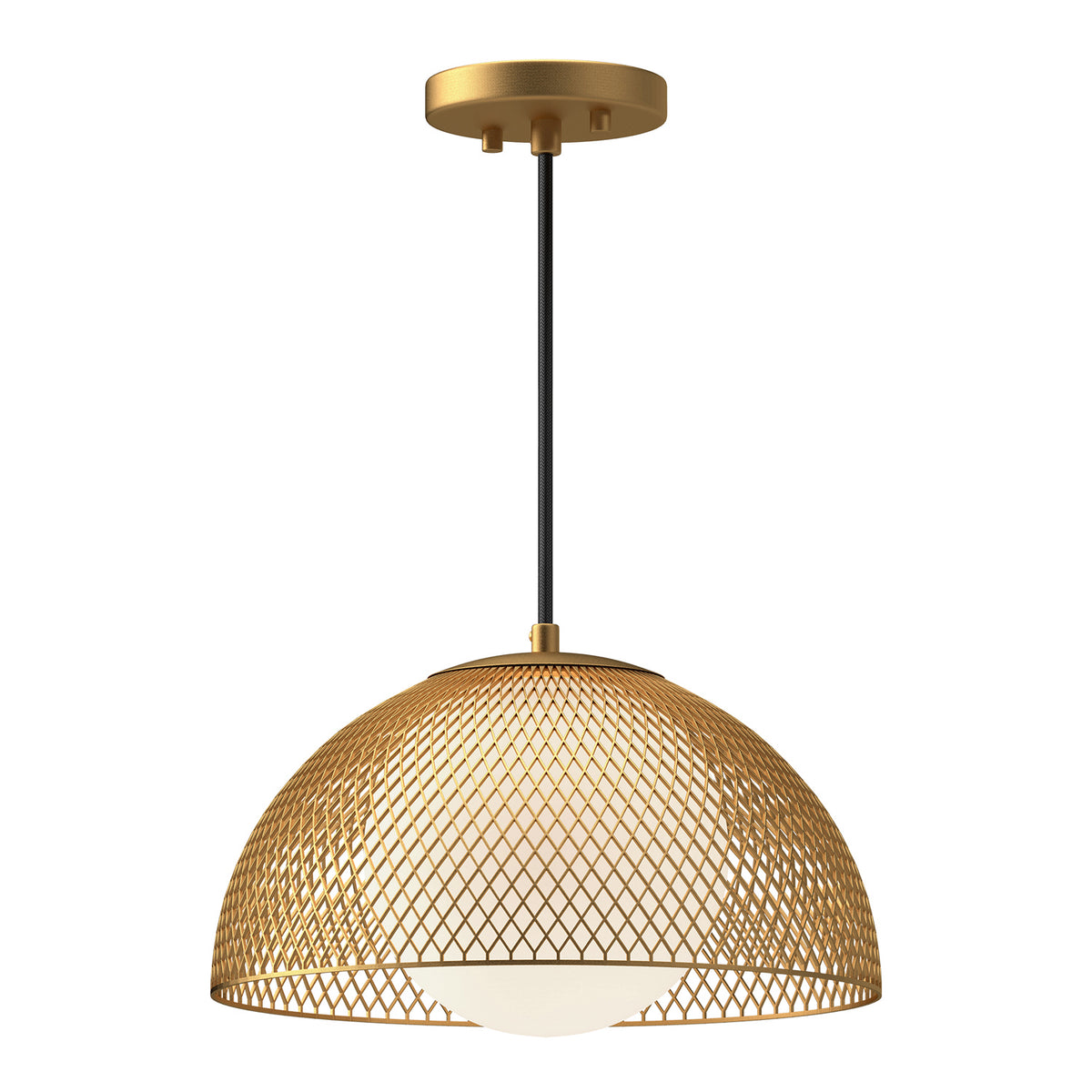 Alora One Light Pendant from the Haven collection in Gold/Opal Matte Glass|Matte Black/Opal Matte Glass finish