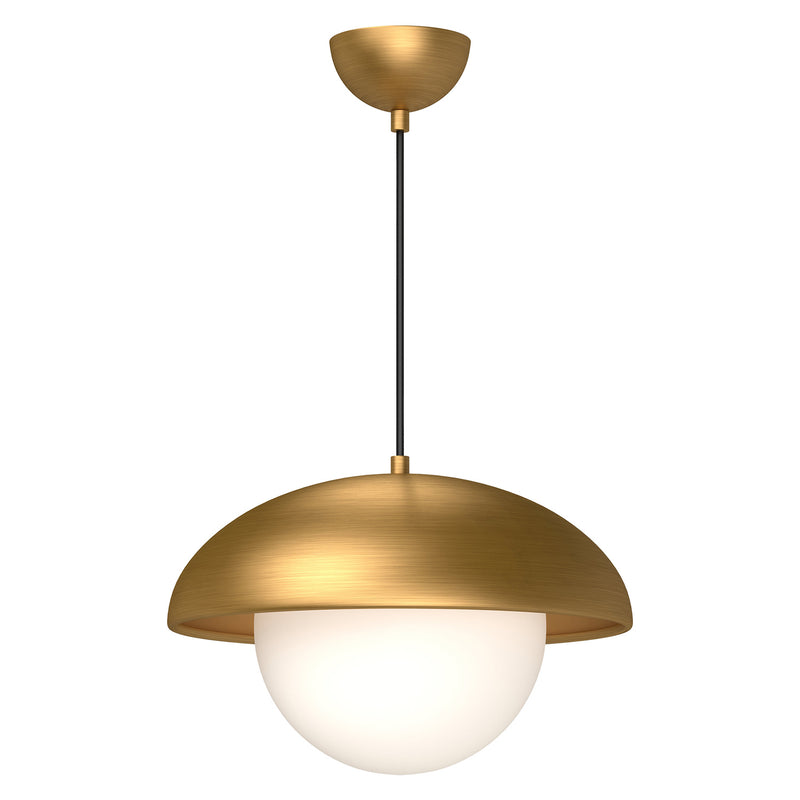 Alora One Light Pendant from the Rubio collection in Aged Gold/Opal Matte Glass|Matte Black/Opal Matte Glass finish