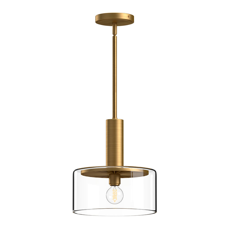 Alora One Light Pendant from the Royale collection in Aged Gold/Clear Glass|Clear Glass/Matte Black finish