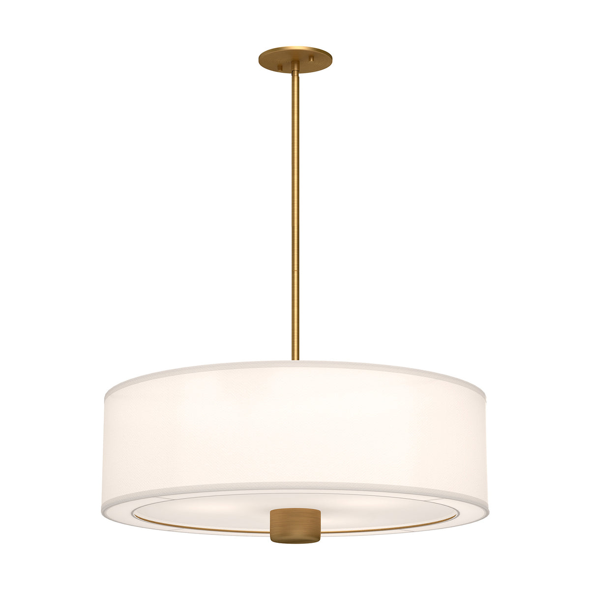 Alora - PD547924AGWL - Three Light Pendant - Theo - Aged Gold/White Linen