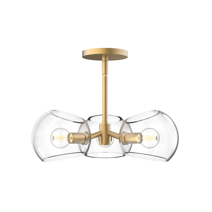 Alora Three Light Pendant from the Willow collection in Brushed Gold finish