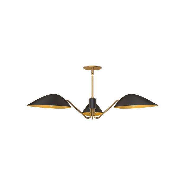 Alora Three Light Pendant from the Oscar collection in Aged Gold/Matte Black|Aged Gold/White finish