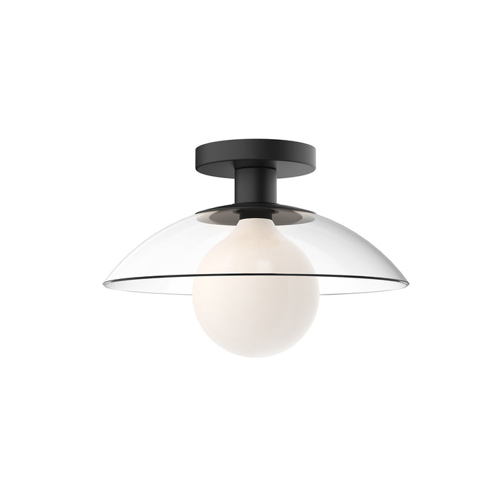 Alora One Light Semi-Flush Mount from the Francesca collection in Aged Gold/Clear Glass|Clear Glass/Matte Black finish