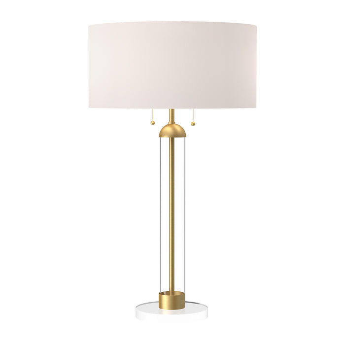 Alora Two Light Table Lamp from the Sasha collection in Brushed Gold/White Linen|Matte Black/White Linen finish
