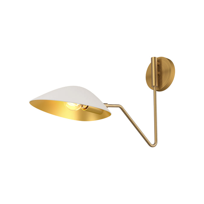Alora One Light Vanity from the Oscar collection in Aged Gold/Matte Black|Aged Gold/White finish