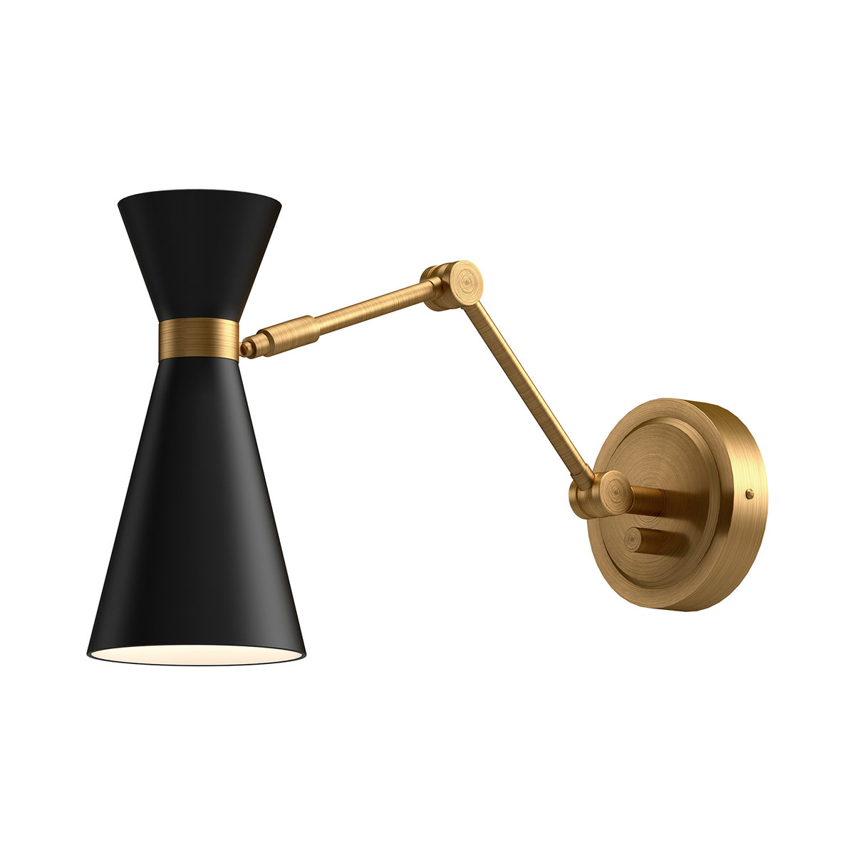 Alora One Light Vanity from the Blake collection in Aged Gold/Matte Black|Aged Gold/White finish