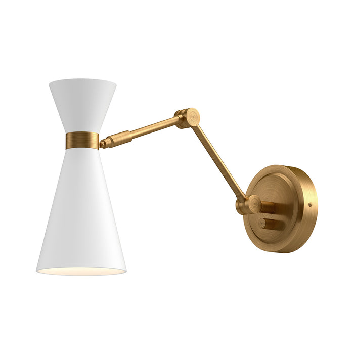 Alora One Light Vanity from the Blake collection in Aged Gold/Matte Black|Aged Gold/White finish