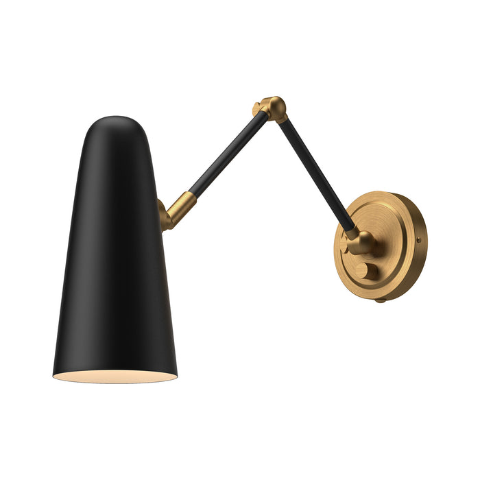 Alora One Light Vanity from the Daniel collection in Aged Gold/Matte Black|Aged Gold/White finish