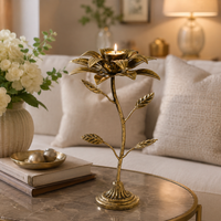 Design Shop Gold Metal Flower Candle Holder, 12.60"