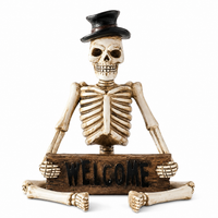Design Shop 17.5 Inch Resin Skeleton Man Shelf Sitter with Welcome Sign, White